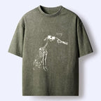 Kyoto-Lion Skeleton Dog Meme Washed T-Shirt