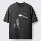 Kyoto-Lion Skeleton Dog Meme Washed T-Shirt