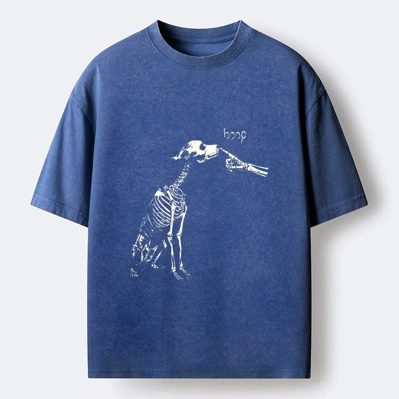 Kyoto-Lion Skeleton Dog Meme Washed T-Shirt