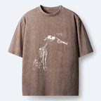 Kyoto-Lion Skeleton Dog Meme Washed T-Shirt
