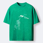 Kyoto-Lion Skeleton Dog Meme Washed T-Shirt