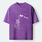 Kyoto-Lion Skeleton Dog Meme Washed T-Shirt