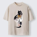 Japanese Black Cat Washed T-Shirt