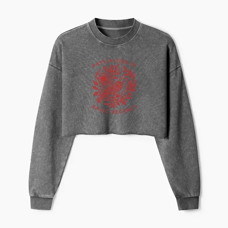 Kyoto-Lion Pigeon That Was Moved Washed Crop Sweatshirt