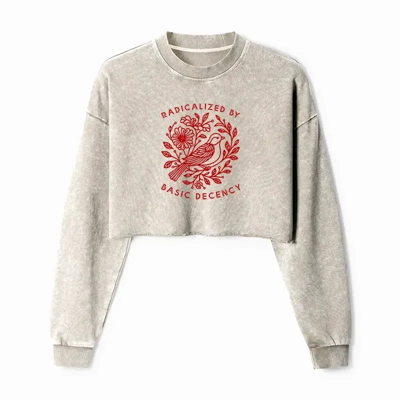 Kyoto-Lion Pigeon That Was Moved Washed Crop Sweatshirt