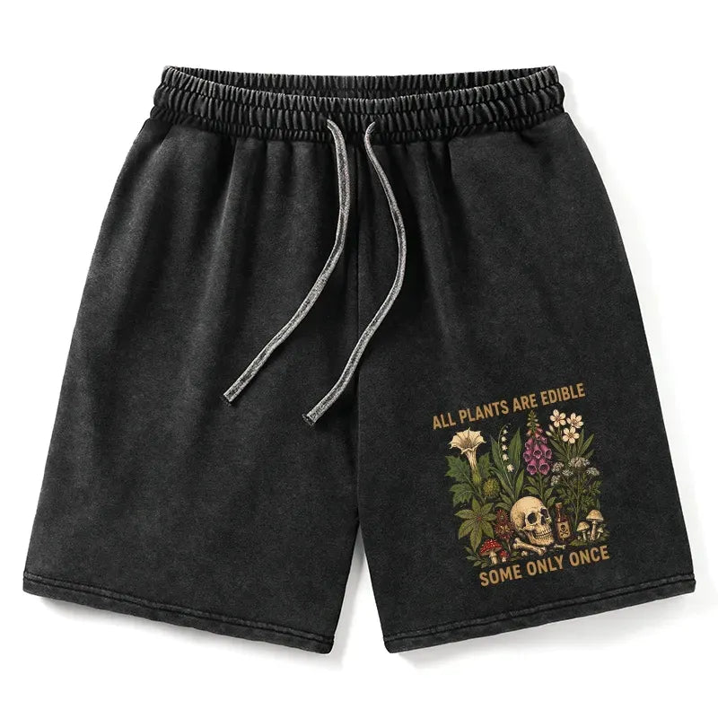 Kyoto-Lion Edible Plants Some Only Once Joke Washed Shorts
