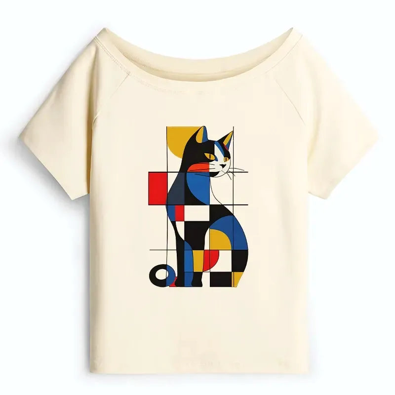 Mondrian cat shirt for casual wear