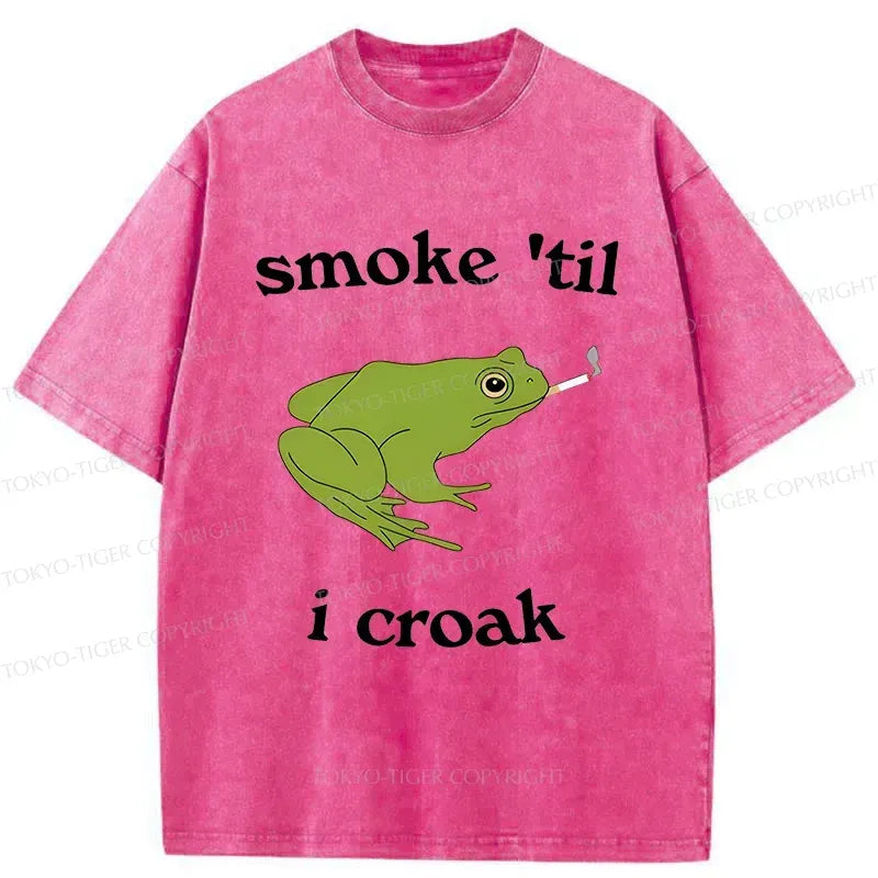 Kyoto-Lion Smoking Frog Funny Washed T-Shirt