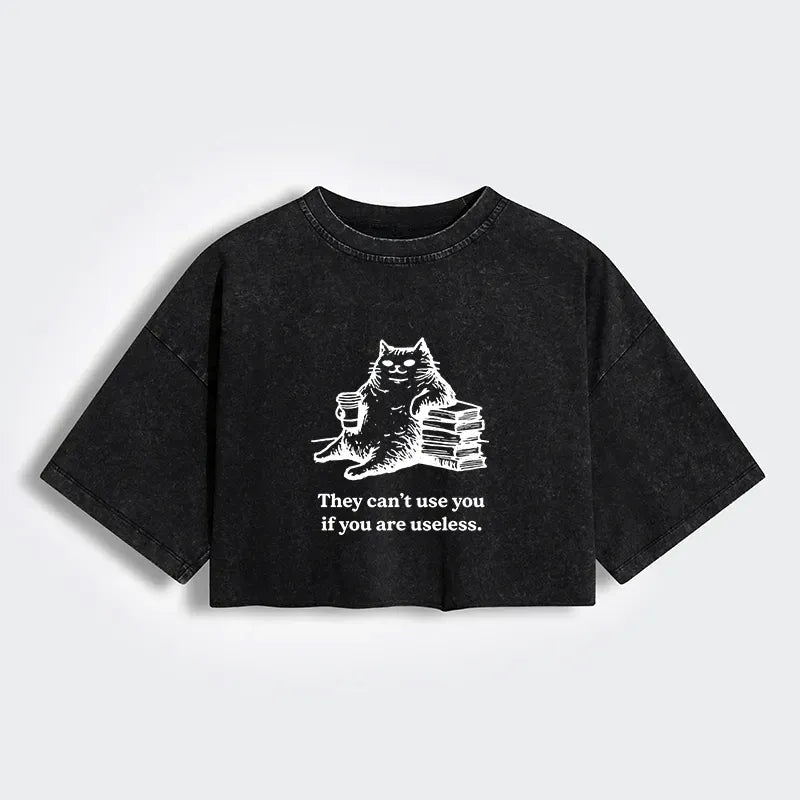 Washed Crop T-Shirt for Summer Vacation