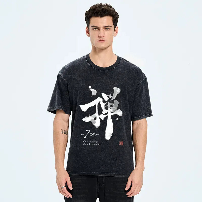 Japanese Vintage Washed T-Shirt for Everyday Wear