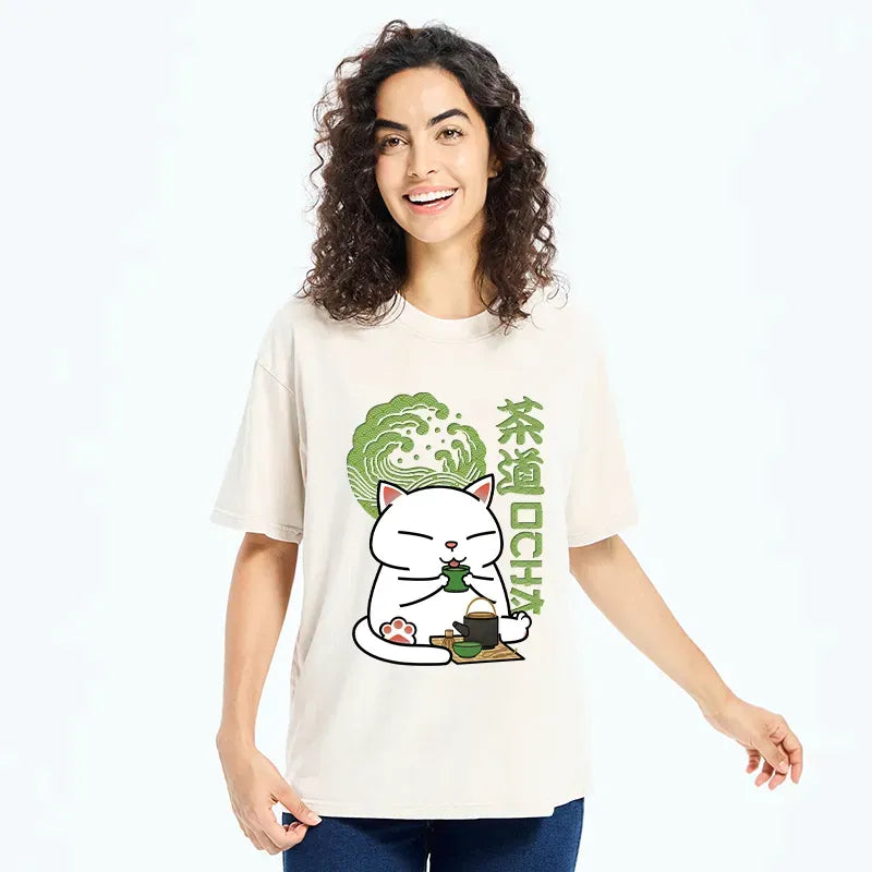 washed japanese vintage cat t-shirt