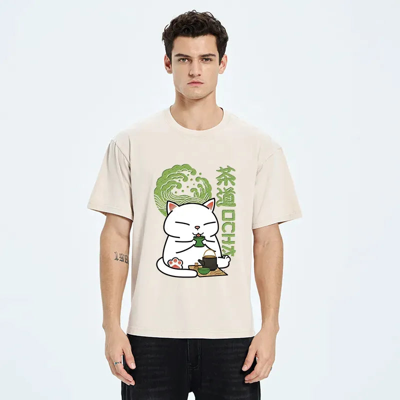 washed japanese vintage cat t-shirt