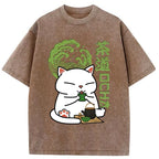 washed japanese vintage cat t-shirt