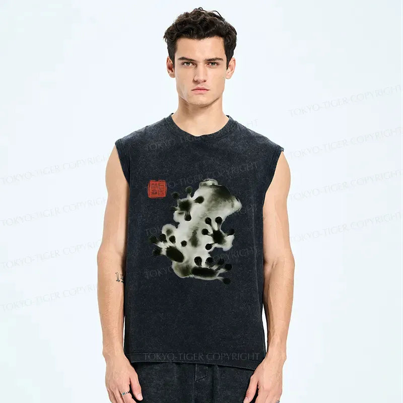 Japanese Ink Painting Frog Washed Tank