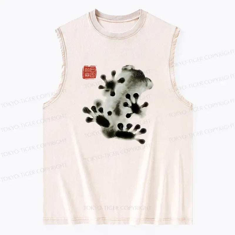 Japanese Ink Painting Frog Washed Tank