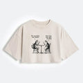 Kyoto-Lion Cat Poker Night Women's Washed Crop T-Shirt