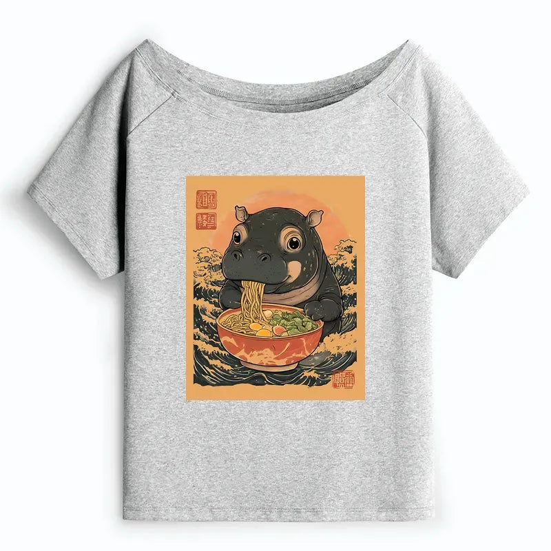 Moo Deng Ramen Graphic Tee for Women