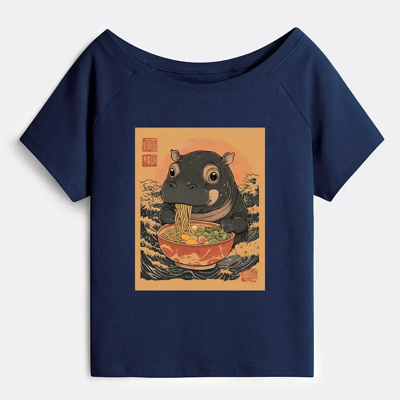 Moo Deng Ramen Graphic Tee for Women