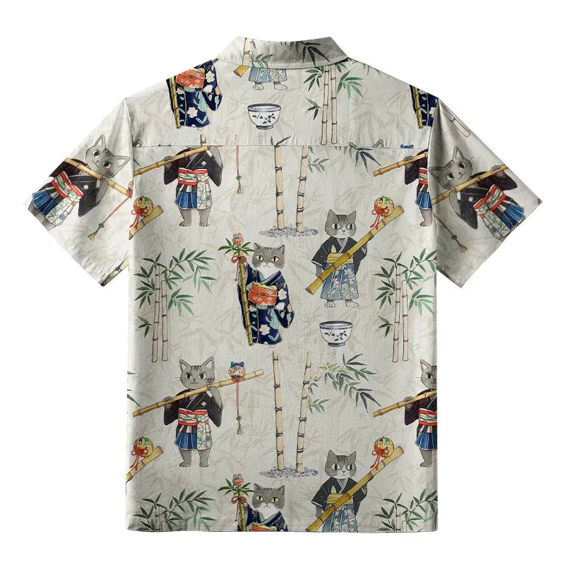 Vintage Japanese Cat Aloha Shirt