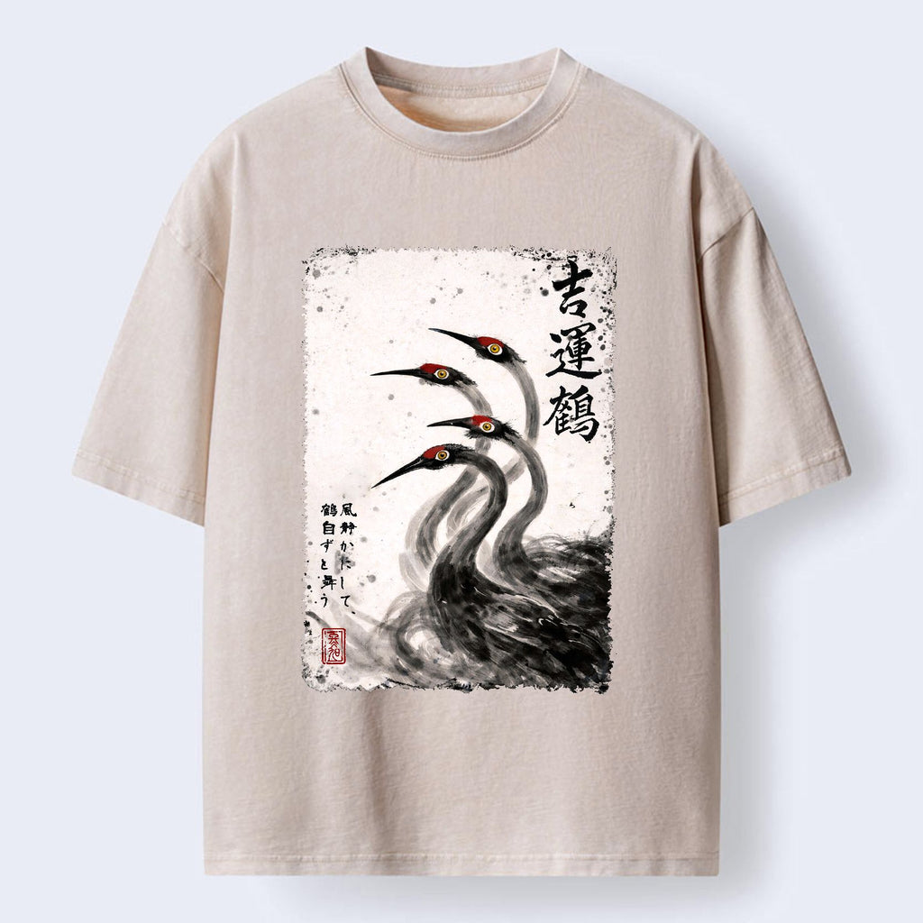 Japanese Ukiyo-e Washed T-Shirt for Beach