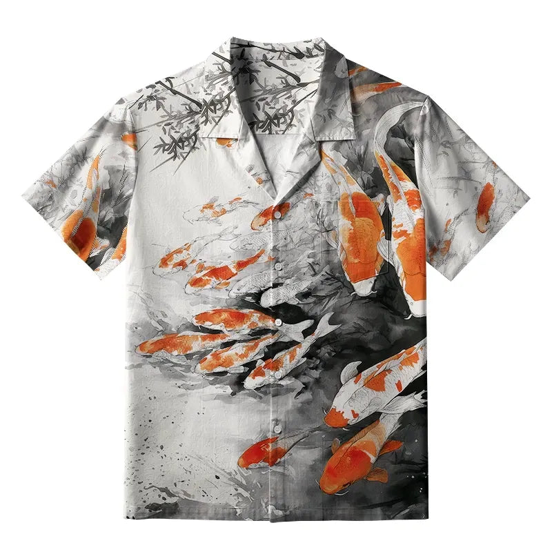 Japanese Koi Aloha Shirt for Summer