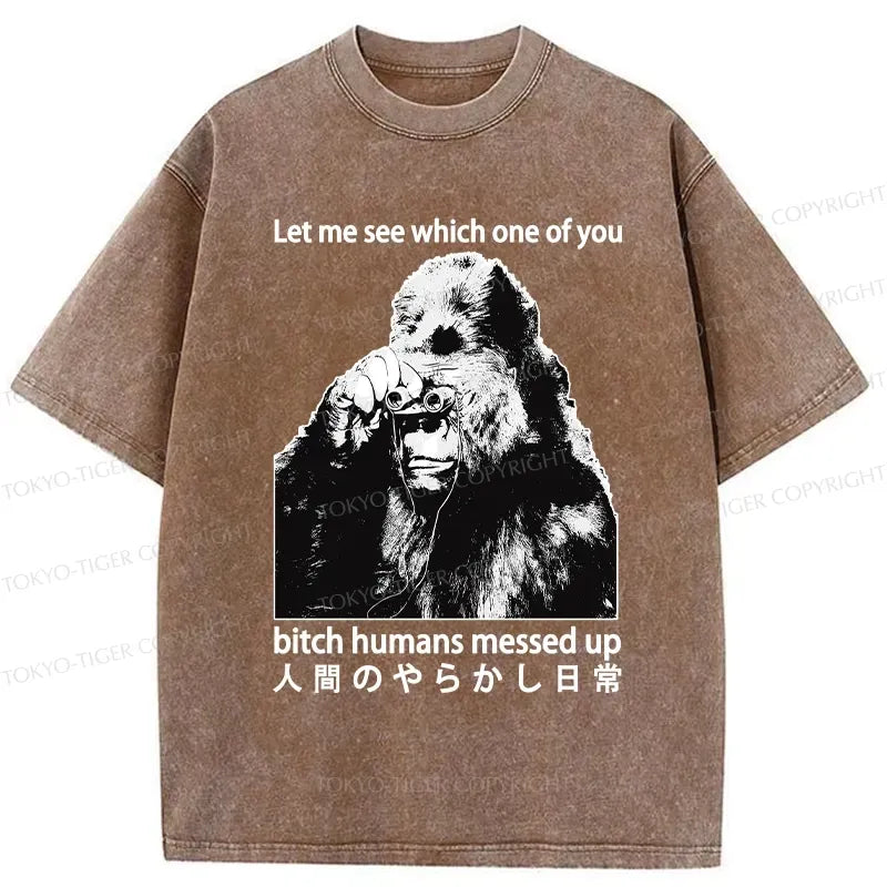 Kyoto-Lion Human Mistakes In Daily Life Washed T-Shirt