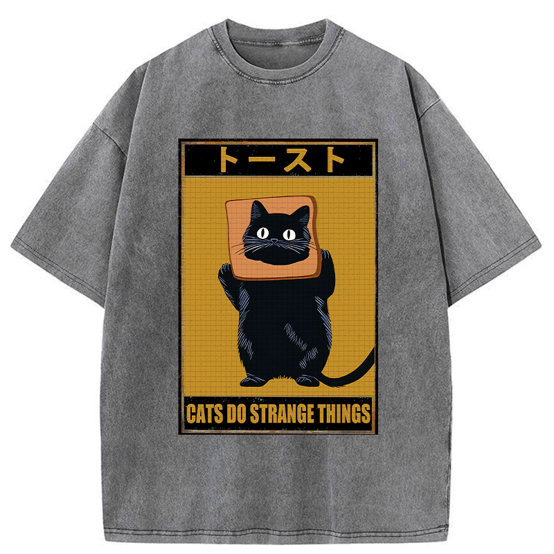 Kyoto-Lion Toast Black Cat Washed T-Shirt