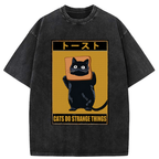 Japanese Black Cat Washed T-Shirt