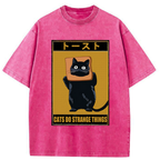 Kyoto-Lion Toast Black Cat Washed T-Shirt