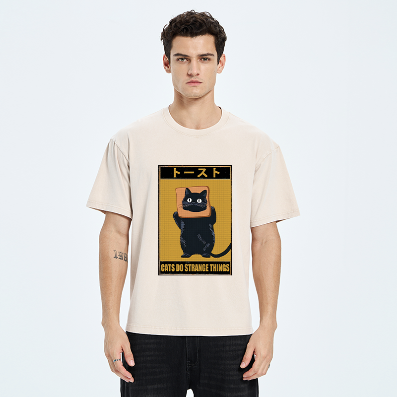 Kyoto-Lion Toast Black Cat Washed T-Shirt