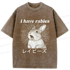 Funny Rabbit Japanese Washed T-Shirt