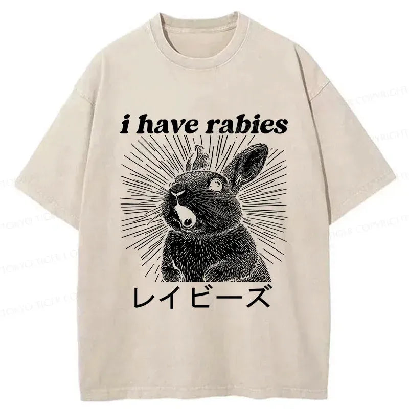 Kyoto-Lion Funny Rabbit Washed T-Shirt