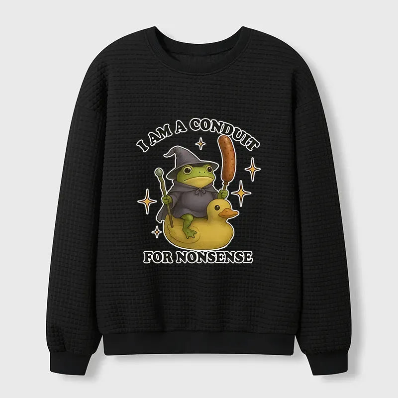 Kyoto-Lion Nonsense Frog Waffle Sweatshirt