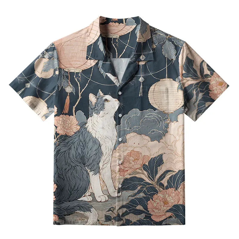 Vintage Floral Lantern Hawaiian Shirt for Vacation
