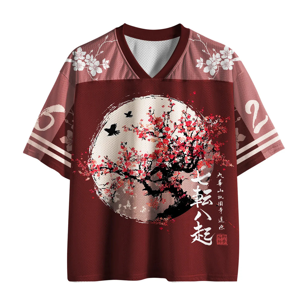 Japanese Winter Plum Mesh Jersey for Daily Wear