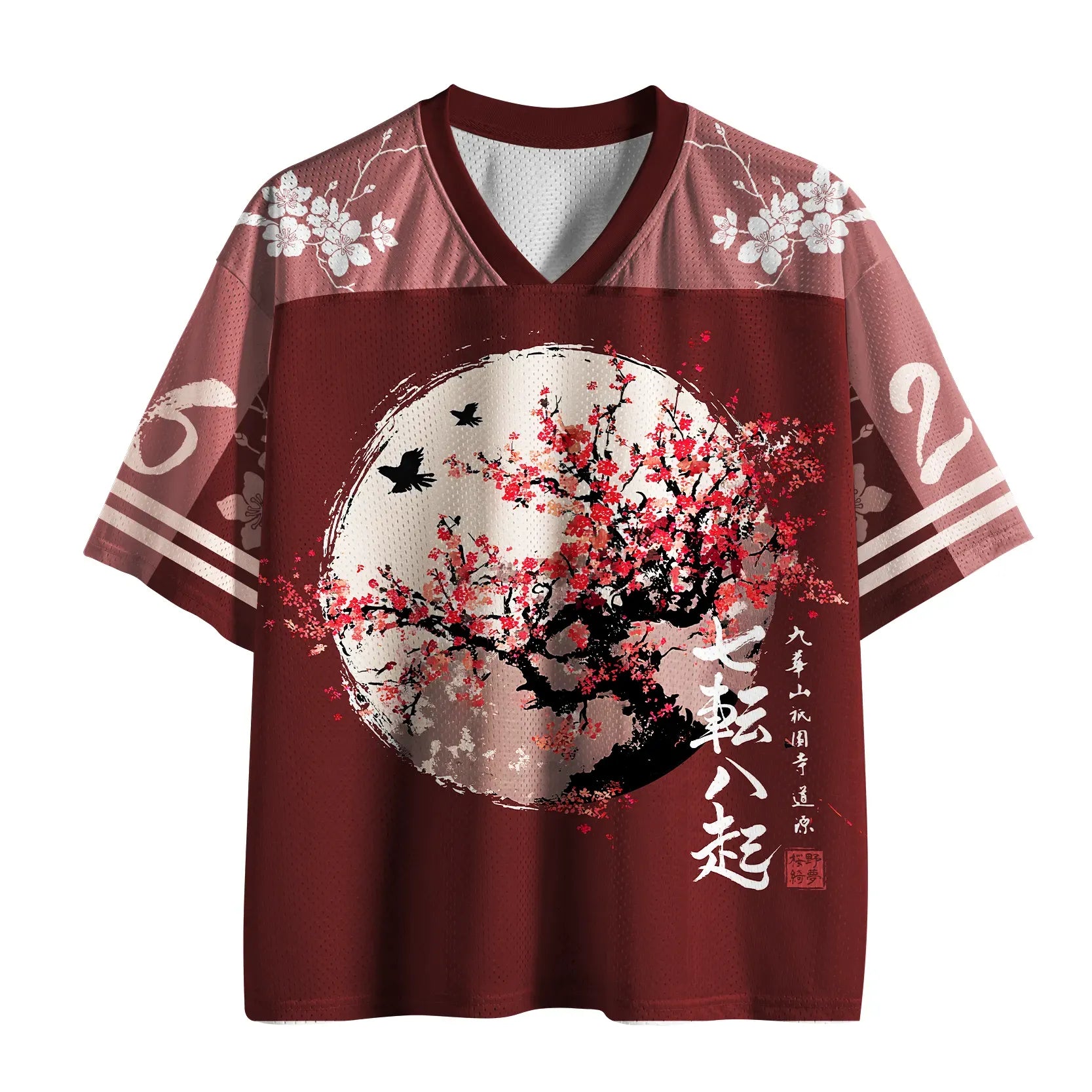 Japanese Winter Plum Mesh Jersey for Daily Wear