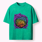 Kyoto-Lion Rainbow Frogs Hugging Washed T-Shirt