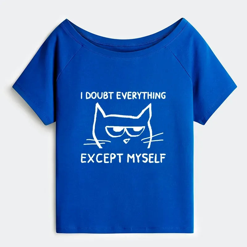 Kyoto-Lion Confident Kitten Off Shoulder T-Shirt