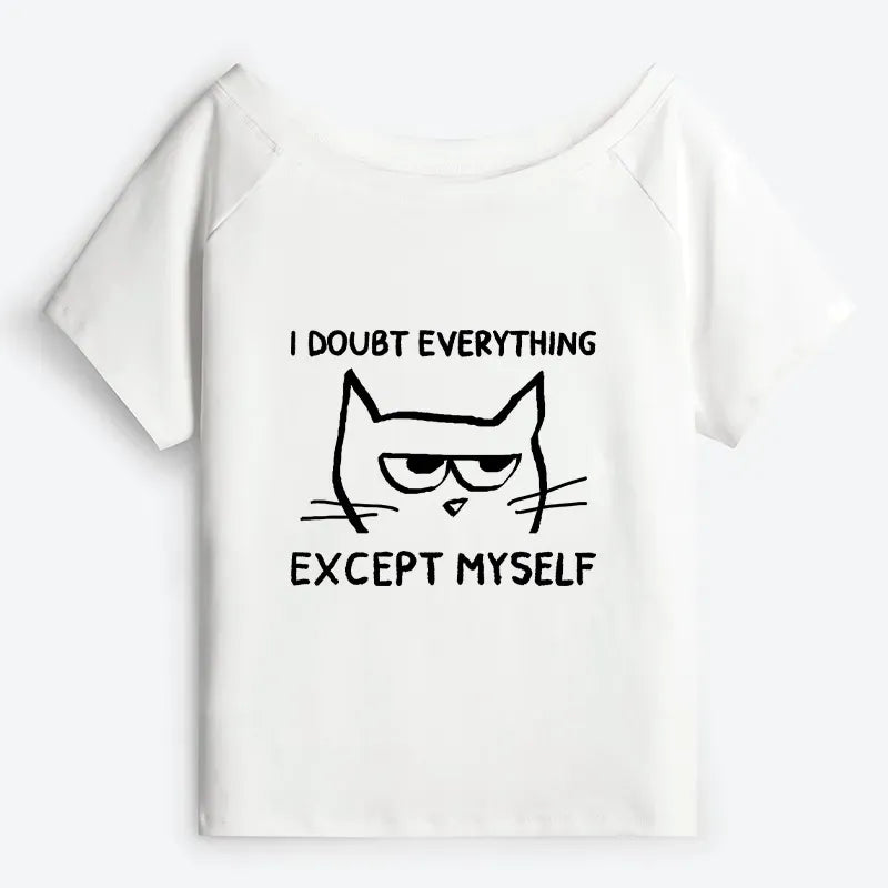 Kyoto-Lion Confident Kitten Off Shoulder T-Shirt