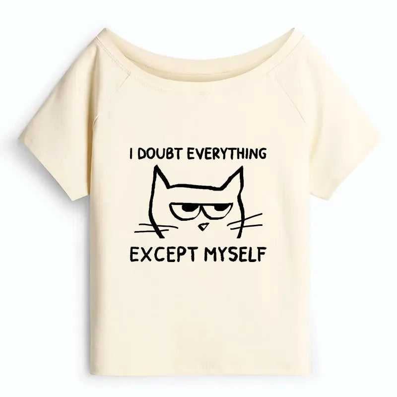 Kyoto-Lion Confident Kitten Off Shoulder T-Shirt