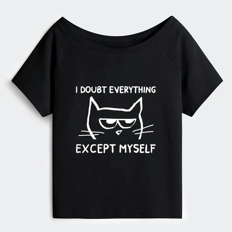 Kyoto-Lion Confident Kitten Off Shoulder T-Shirt