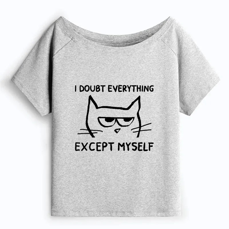 Japanese Confident Kitten Off Shoulder T Shirt