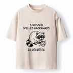 Kyoto-Lion Funny Stress Dessert Raccoon Meme Washed T-Shirt