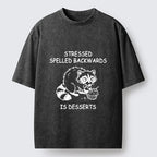 Kyoto-Lion Funny Stress Dessert Raccoon Meme Washed T-Shirt