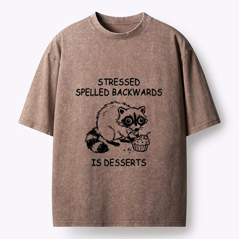 Kyoto-Lion Funny Stress Dessert Raccoon Meme Washed T-Shirt