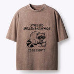 Kyoto-Lion Funny Stress Dessert Raccoon Meme Washed T-Shirt