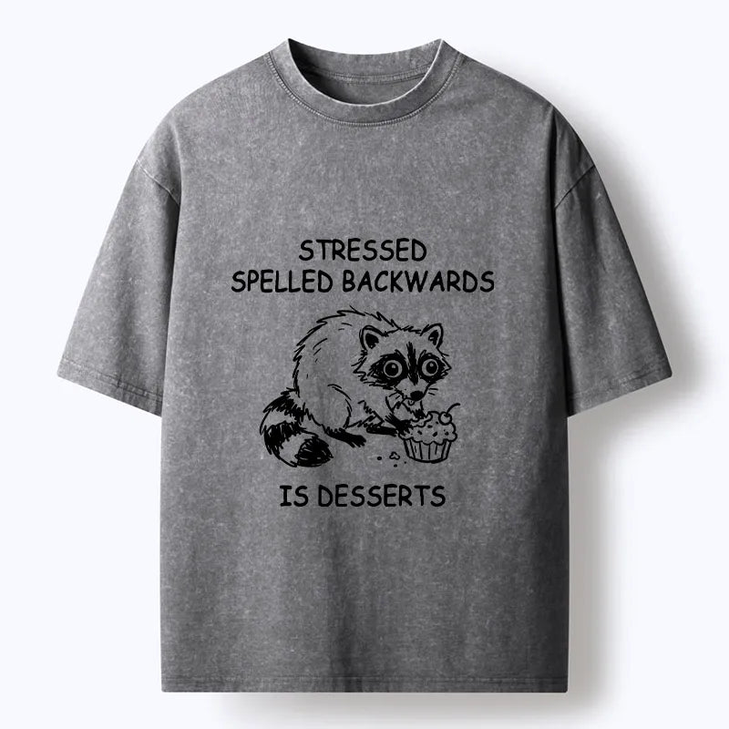 Kyoto-Lion Funny Stress Dessert Raccoon Meme Washed T-Shirt