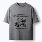Kyoto-Lion Funny Stress Dessert Raccoon Meme Washed T-Shirt