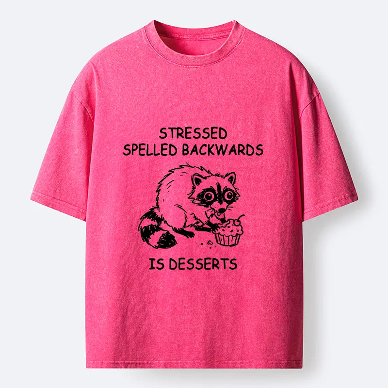 Kyoto-Lion Funny Stress Dessert Raccoon Meme Washed T-Shirt