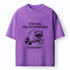 Kyoto-Lion Funny Stress Dessert Raccoon Meme Washed T-Shirt